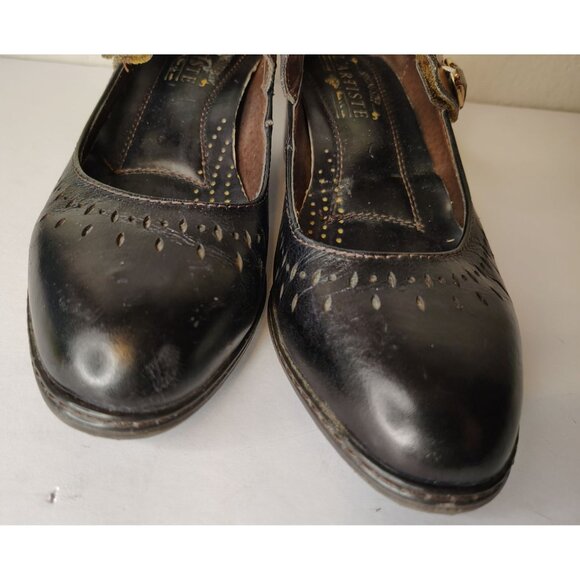 L'artiste Spring Step Black Mary Jane Shoes, Leather Size 37, Hook & Loop 6.5, 7 - Picture 5 of 8
